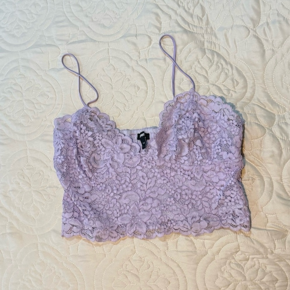 Express Lilac Lace Camisole Crop Top